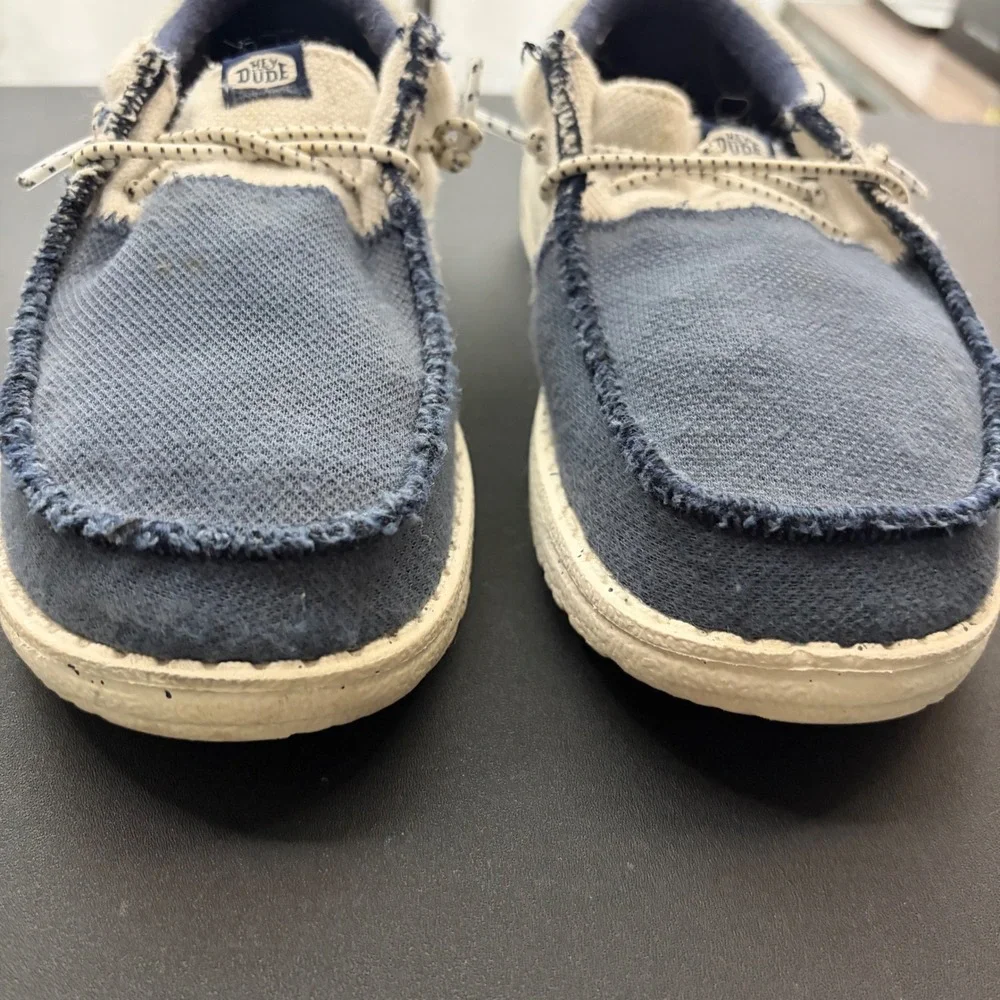 Hey Dude Kids Youth 2 Wally Tri Varsity Loafers Navy Gray 40416-410 Moccasin